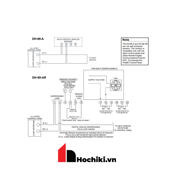 DH-99AR Đầu báo khói cho đường ống thông gió loại địa chỉ, Hệ báo cháy địa chỉ