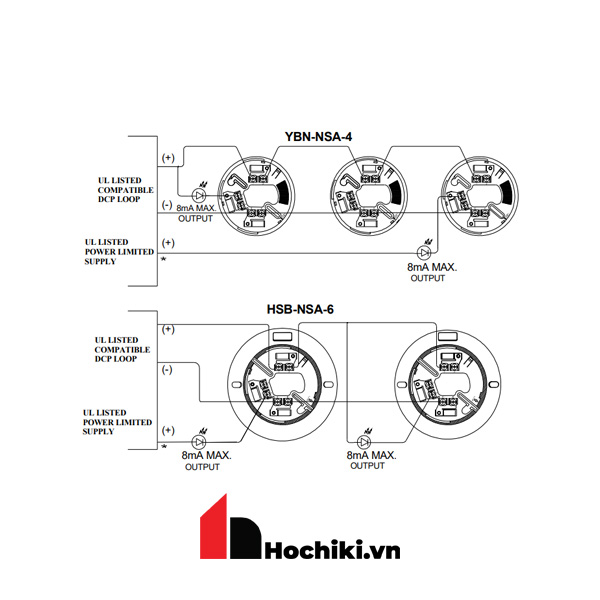 HSB-NSA-6 Đế cho đầu báo địa chỉ loại 6 inch, Hệ báo cháy địa chỉ