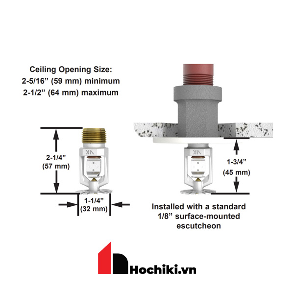 VK110 Đầu phun Sprinkler Viking hướng xuống, Đầu phun sprinkler Viking-UL