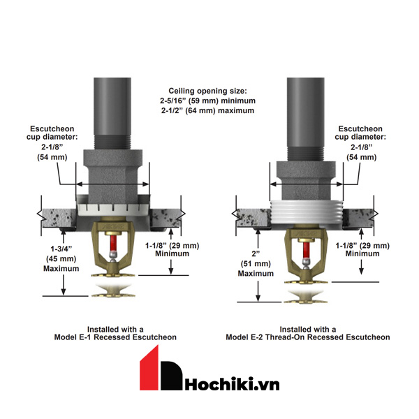 VK122 Đầu phun Sprinkler Viking áp lực cao hướng xuống, Đầu phun sprinkler Viking-UL
