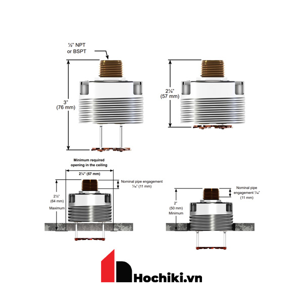 VK4921 Đầu phun Sprinkler Viking tiêu chuẩn loại âm trần, Đầu phun sprinkler Viking-UL